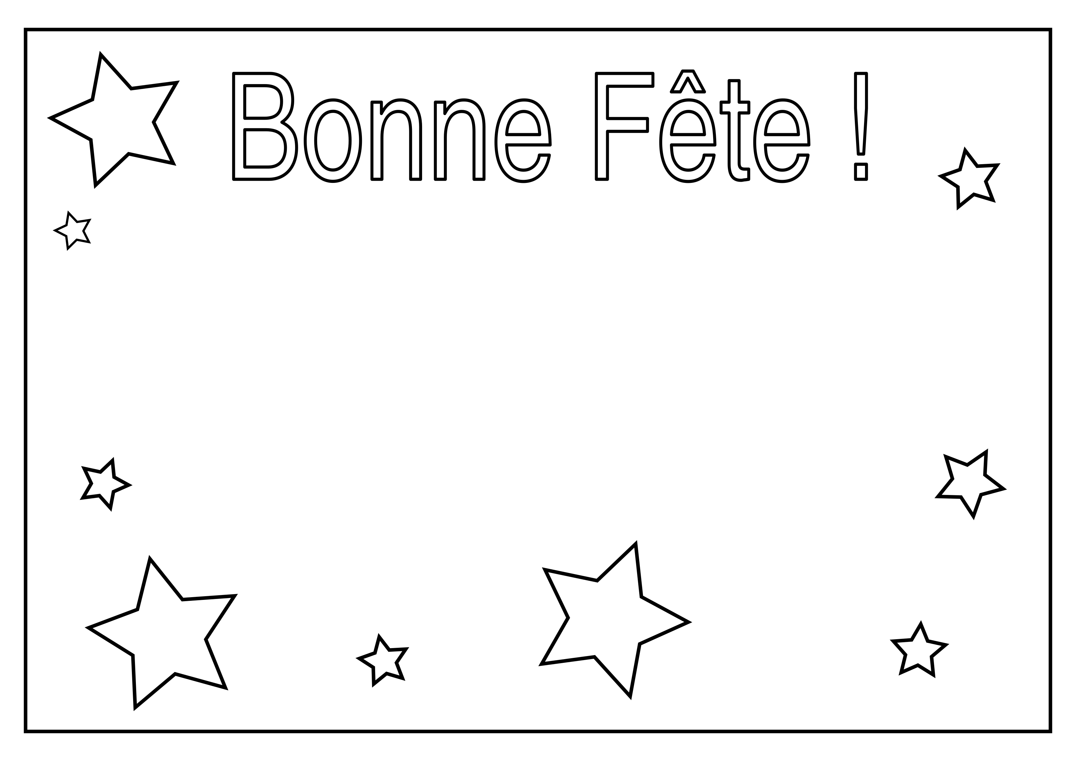 Coloriage personnalisé prénom ou mot Bonne Fête avec étoiles à imprimer en PNG