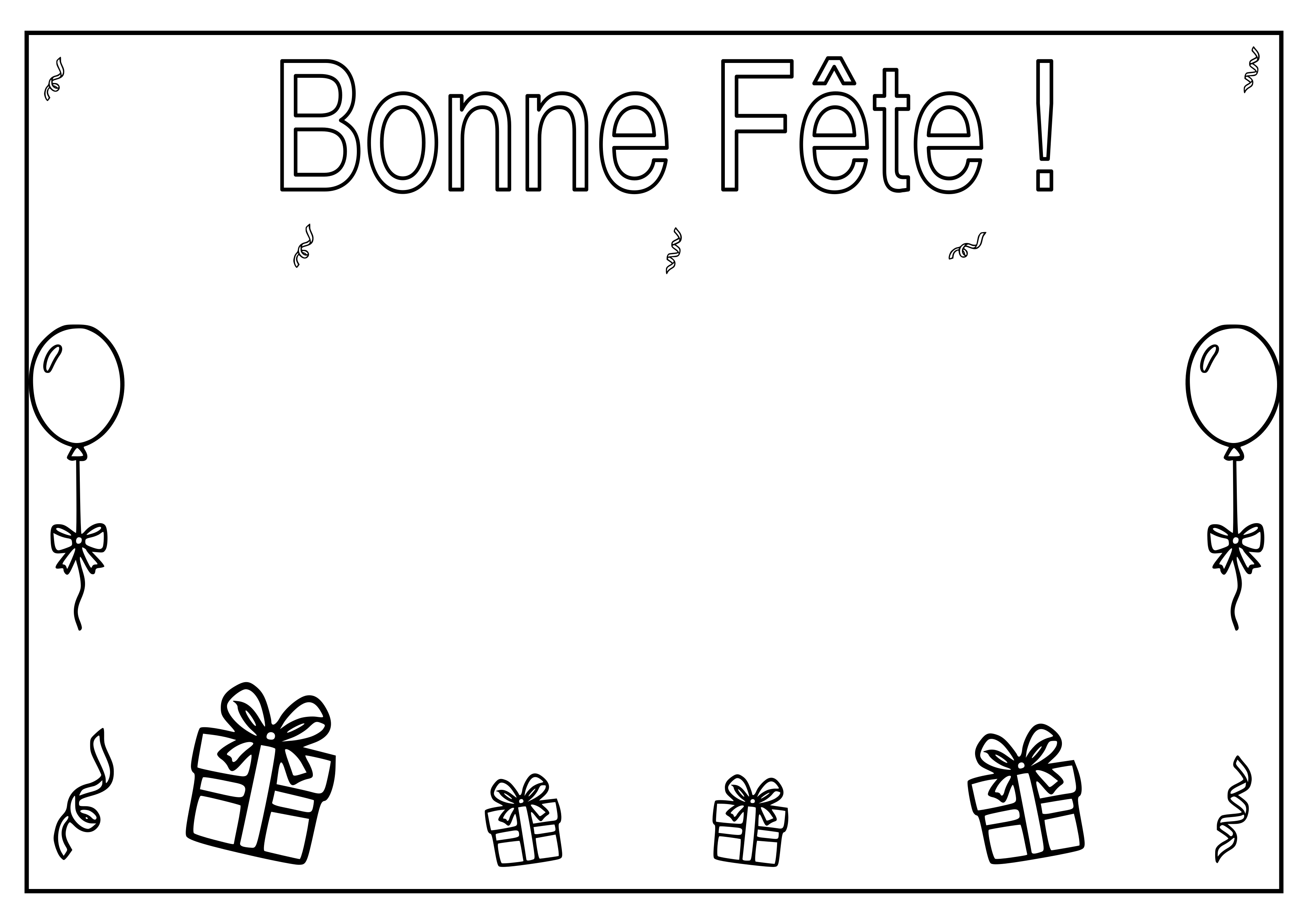 Coloriage personnalisé prénom ou mot thème Bonne Fête à imprimer en PNG