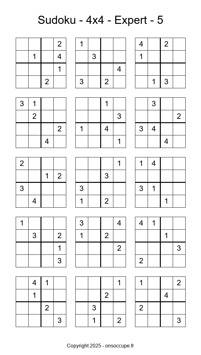 Sudoku 4×4 – Expert #5 - Sudoku à imprimer gratuitement