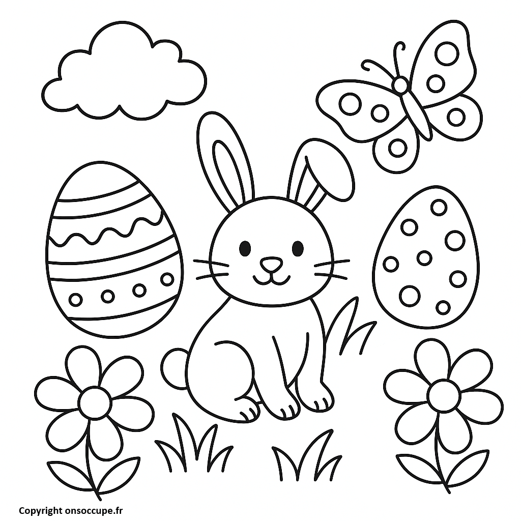 Coloriage Coloriage Lapin de Pâques - Animaux à imprimer gratuitement