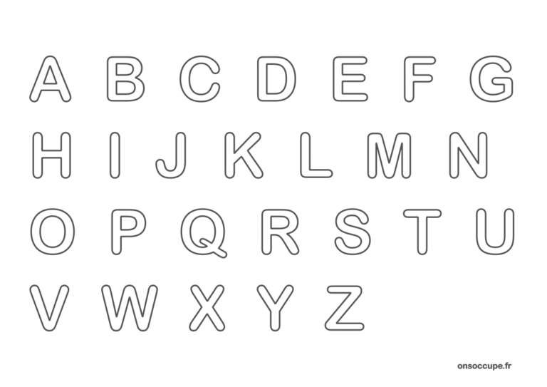 Coloriage Alphabet (majuscule) à imprimer gratuitement.