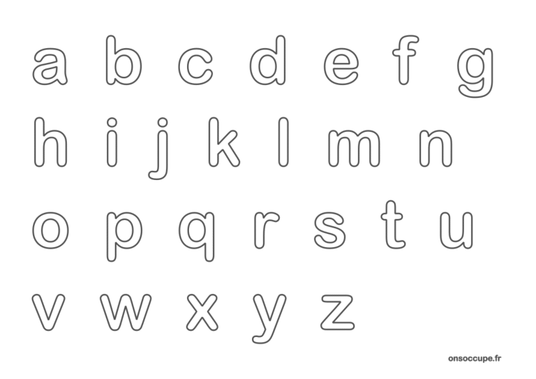 Coloriage Alphabet (minuscule) à imprimer gratuitement.