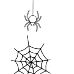 Coloriage Coloriage d'une araignée qui descend sur sa toile.