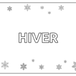 Coloriage Coloriage sur le thème de l'hiver avec le mot hiver au centre à colorier entouré de flocons de neige.