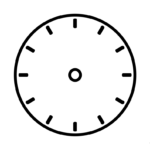 Coloriage Dessin d'une horloge à découper avec deux aiguilles à découper également pour apprentissage de l'heure.