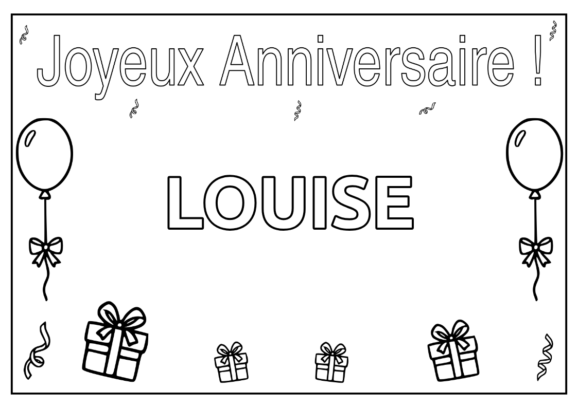 Coloriage Coloriage Prénom Personnalisé - Anniversaire - Prénom Personnalisé à imprimer gratuitement