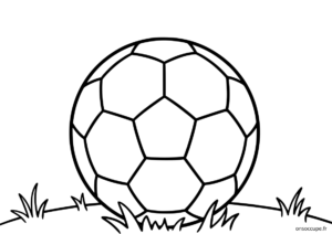 Ballon de foot posé sur de l'herbe à colorier.