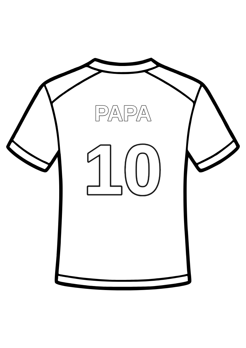 Télécharger et imprimer ce coloriage Coloriage Fête des Pères - Maillot de foot Papa n°10 Coloriage Coloriage Fête des Pères - Maillot de foot Papa n°10 - Fête des Pères à imprimer gratuitement