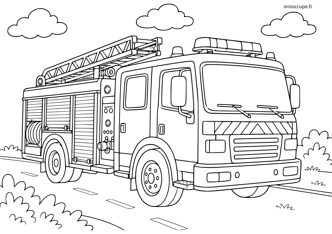 Lire la suite à propos de l’article Coloriage Camion de Pompiers #1