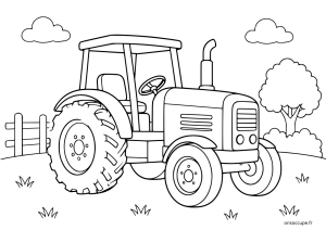 Un tracteur à colorier.