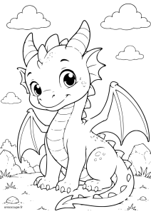 Un dragon mignon à colorier.