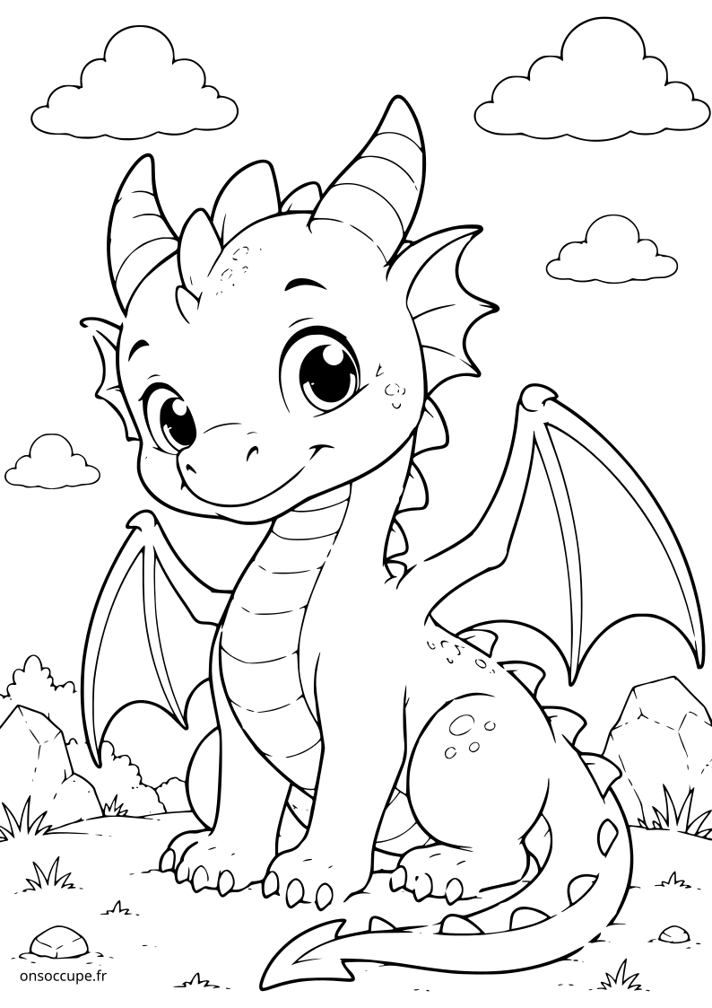 Coloriage Coloriage Dragon #1 - Dragon mignon - Dragons à imprimer gratuitement